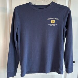 Abercrombie Kids Waffle Navy Long Sleeve Tee with Yellow Logo